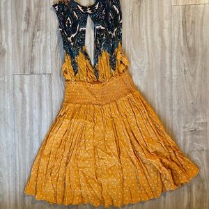 Free people plunge neck mini dress